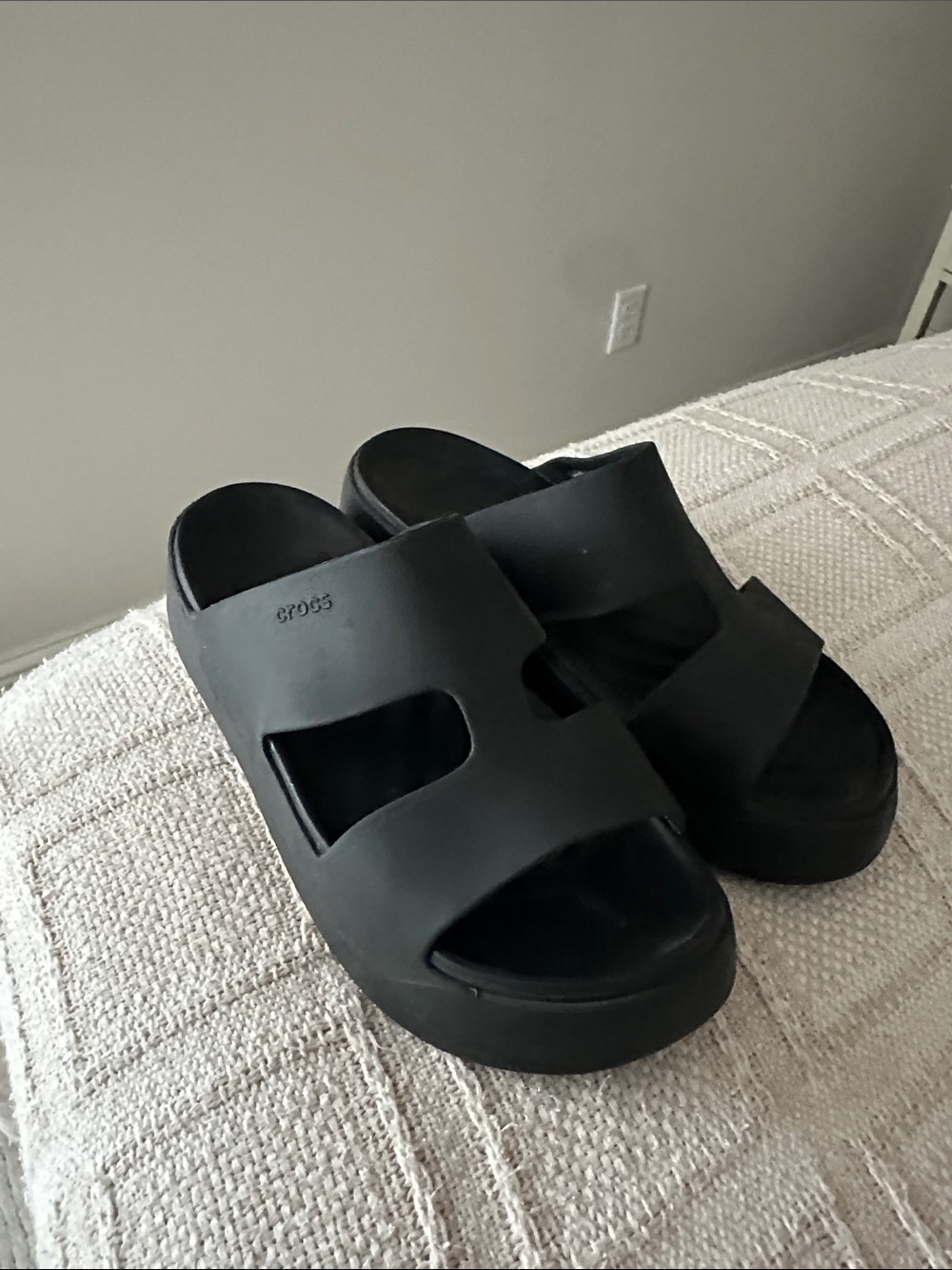 Black Croc Woman’s Slide Sandals - Comfortable Slip-On